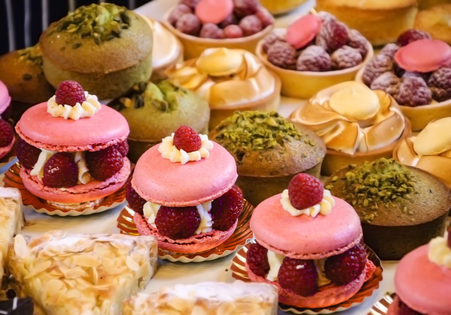 Colorful display of pastries 